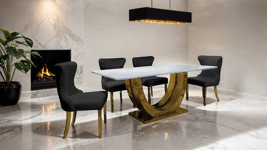 Furniture of America - Portanova 7 Pc. Dining Table Set in Gold/Black - FM33003GD-T-7PC-15BK View 1