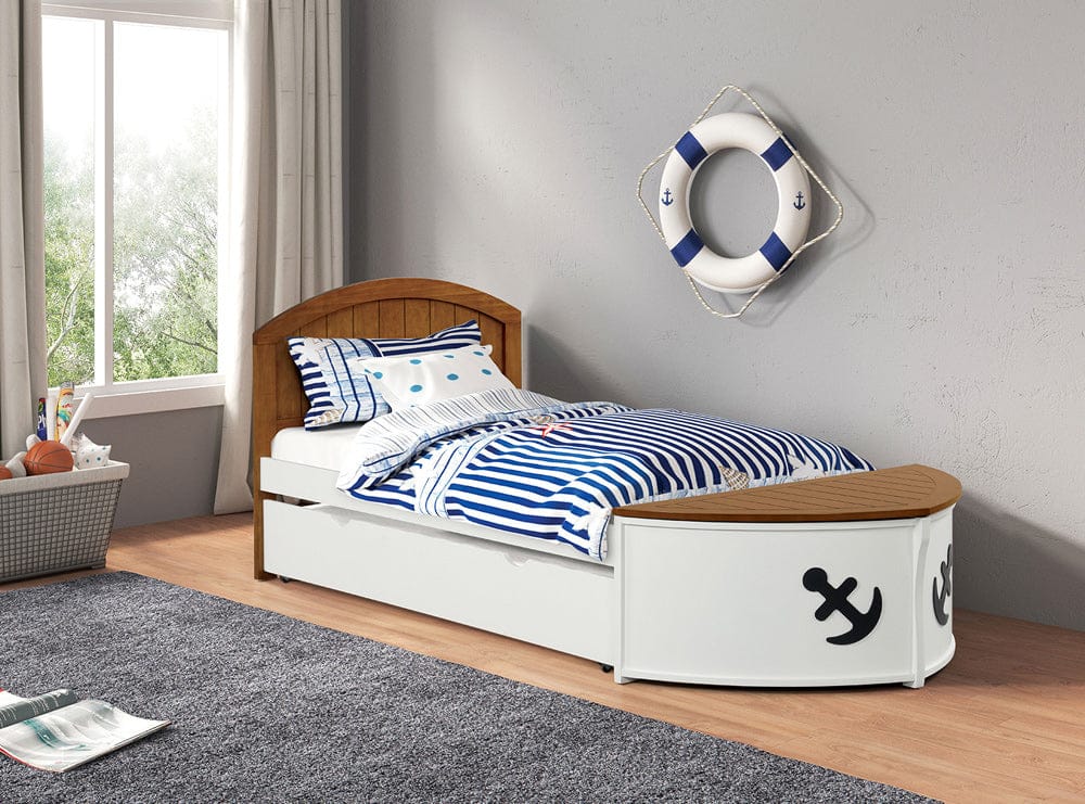 Furniture of America - Poseidon Twin Captain Bed w/ Trundle in White/Oak - FM7629AK-T-BED+TR View 1
