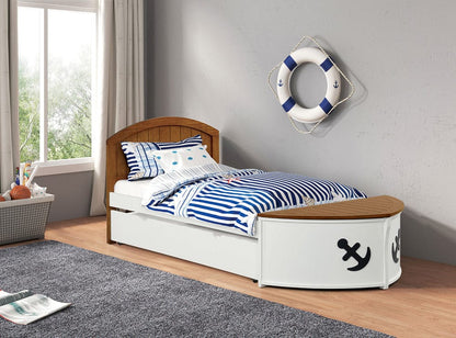Furniture of America - Poseidon Twin Captain Bed w/ Trundle in White/Oak - FM7629AK-T-BED+TR View 1