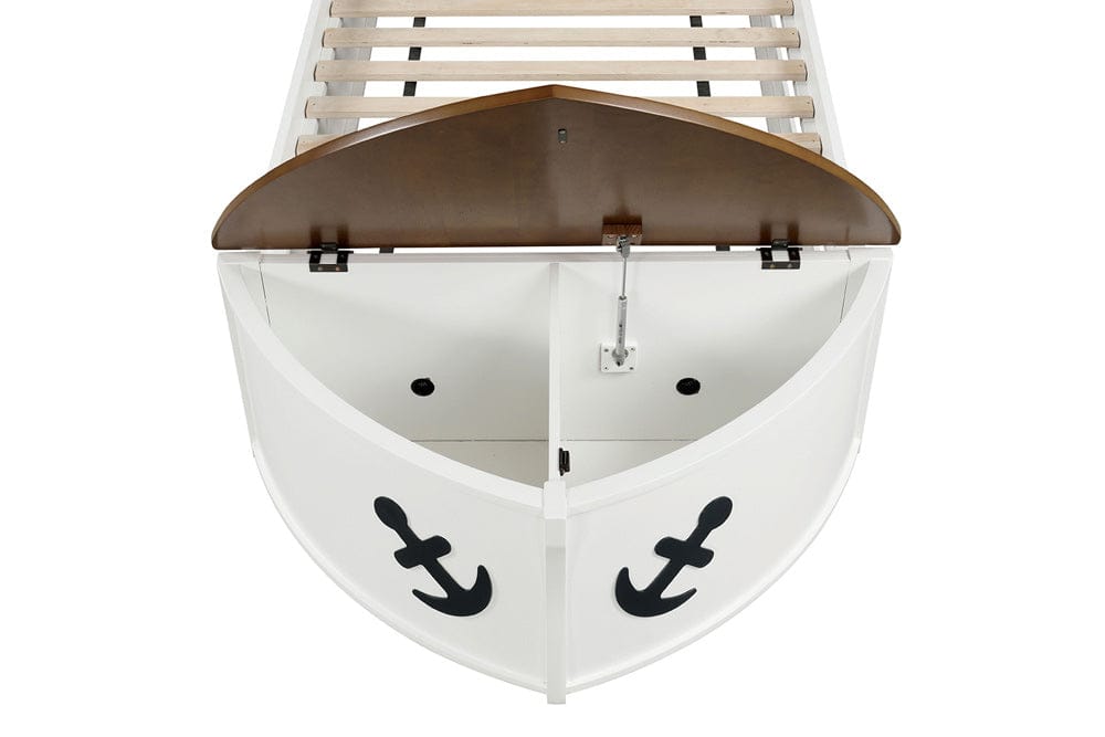 Furniture of America - Poseidon Twin Captain Bed w/ Trundle in White/Oak - FM7629AK-T-BED+TR View 3
