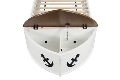 Furniture of America - Poseidon Twin Captain Bed w/ Trundle in White/Oak - FM7629AK-T-BED+TR View 3