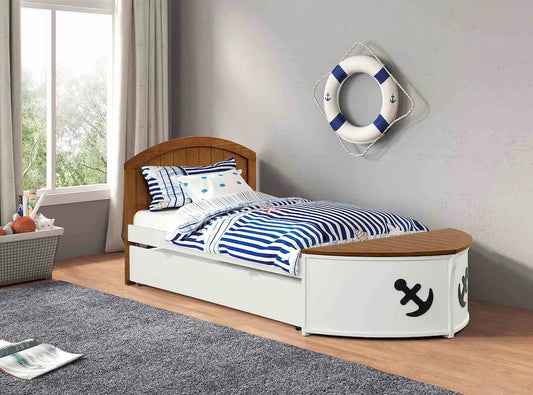 Furniture of America - Poseidon - Twin Captain Bed, White/Oak - FM7629AK-T-BED view 1
