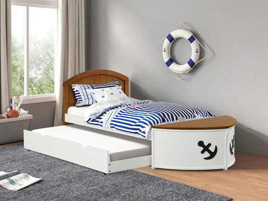 Furniture of America - Poseidon - Twin Captain Bed, White/Oak - FM7629AK-T-BED view 2