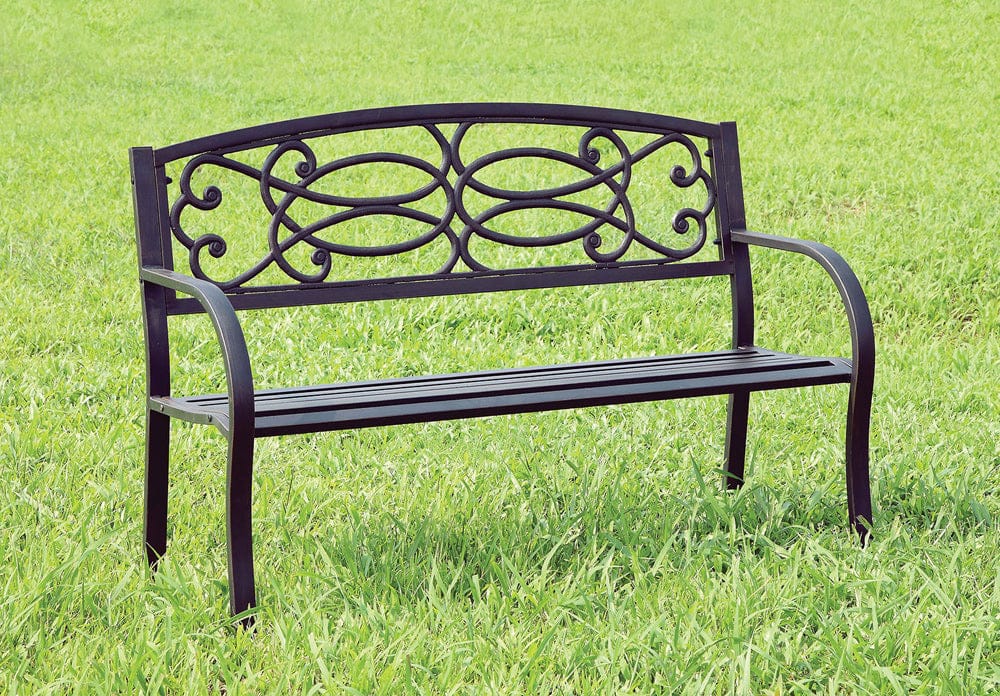 Furniture of America - Potter Patio Steel Bench in Black - CM-OB1808 View 1