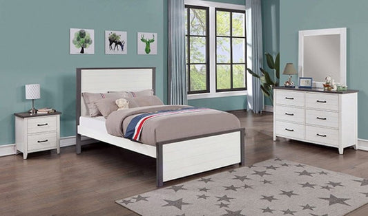Furniture of America - Priam 4 Pc. Full Bedroom Set in White/Gray - CM7467WH-F-4PC