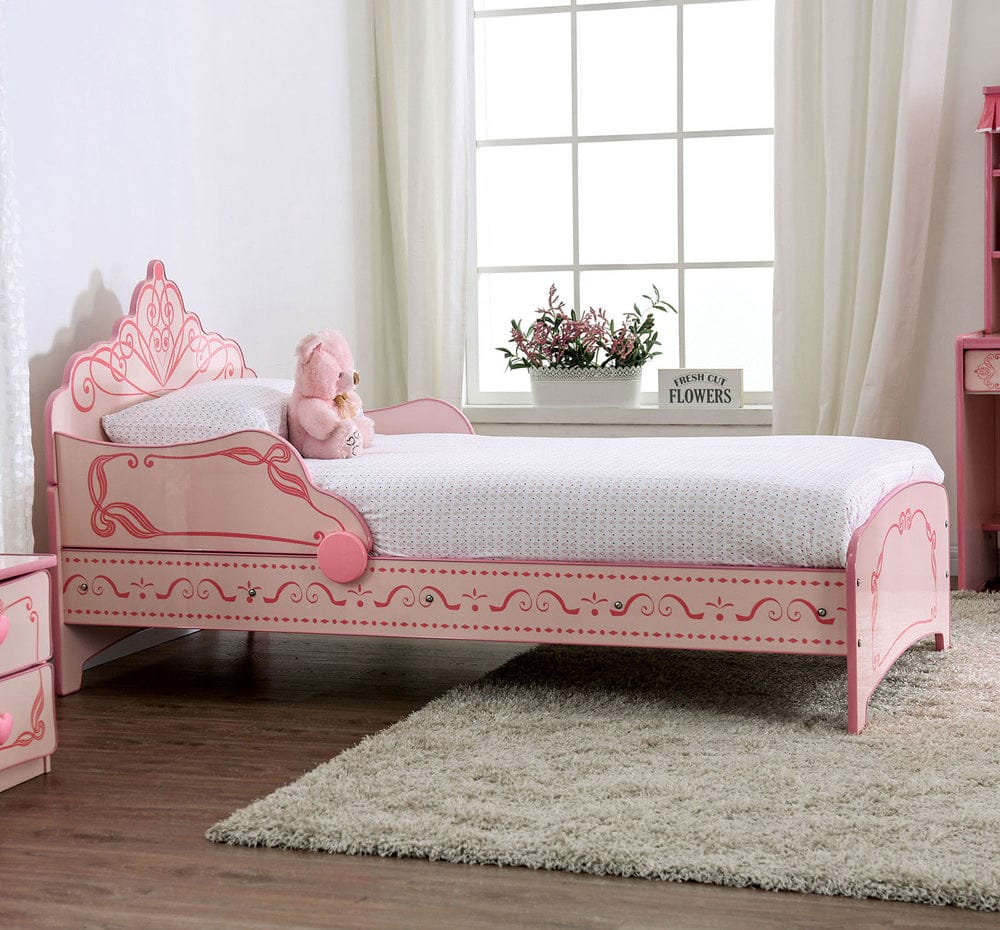Furniture of America - Princess Crown Single Bed Twin Bed in Pink - CM7632-BED View 3