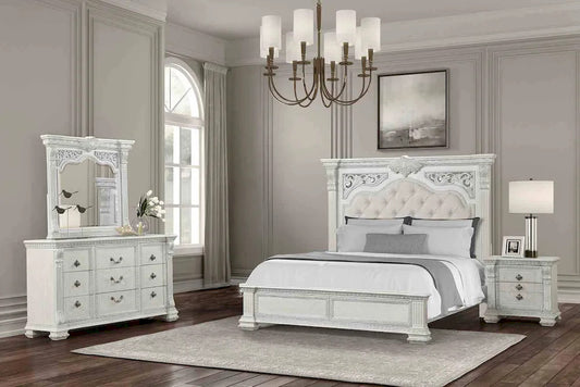 Furniture of America - Promenade - 3 Pc. Queen Bedroom Set - Wire Brushed White - FM70001WH-Q-4PC view 1