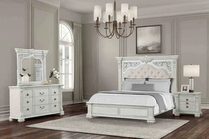 Furniture of America - Promenade - 4 Pc. Queen Bedroom Set w/ 2NS - Wire Brushed White - FM70001WH-Q-5PC-2NS view 1