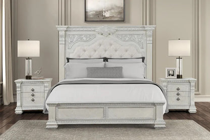 Furniture of America - Promenade - 4 Pc. Queen Bedroom Set w/ 2NS - Wire Brushed White - FM70001WH-Q-5PC-2NS view 2