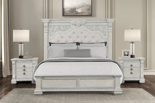Furniture of America - Promenade - 4 Pc. Queen Bedroom Set w/ Chest - Wire Brushed White - FM70001WH-Q-5PC-C view 2
