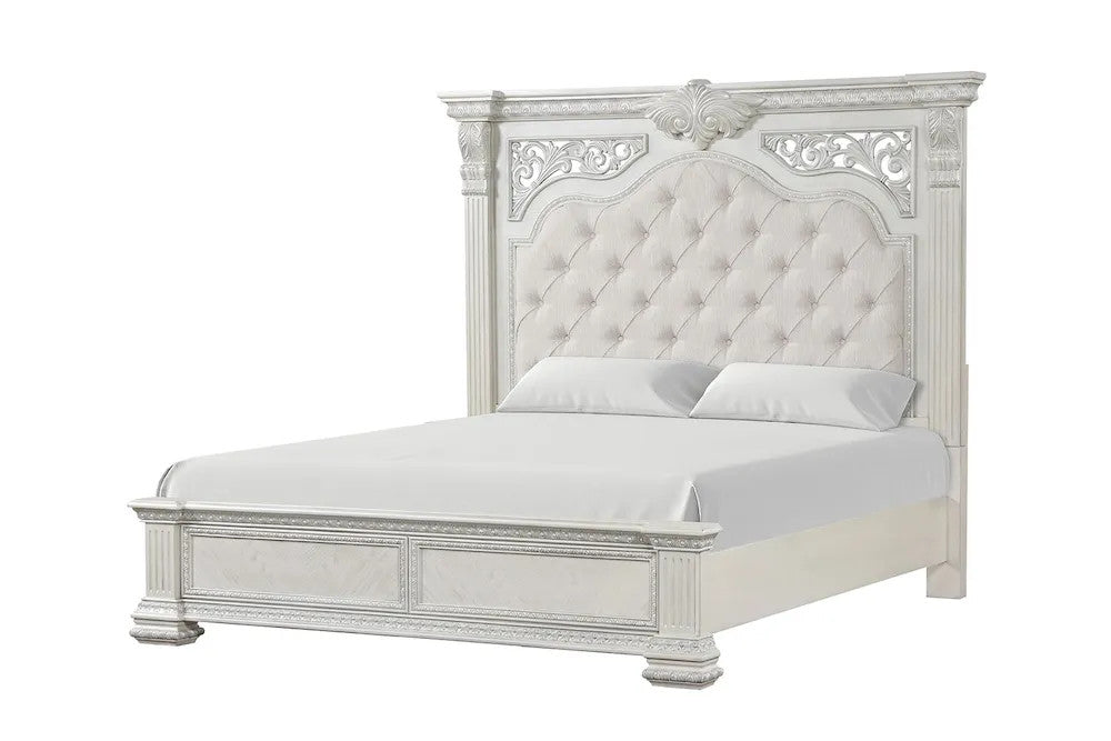 Furniture of America - Promenade - 4 Pc. Queen Bedroom Set w/ Chest - Wire Brushed White - FM70001WH-Q-5PC-C view 4