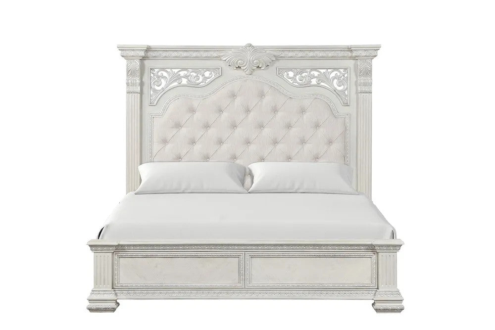 Furniture of America - Promenade - 4 Pc. Queen Bedroom Set w/ Chest - Wire Brushed White - FM70001WH-Q-5PC-C view 5
