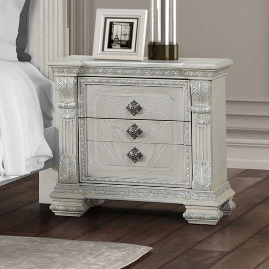 Furniture of America - Promenade Nightstand w/ Hidden Drawer USB A-C in Wire Brushed White - FM70001WH-N View 1