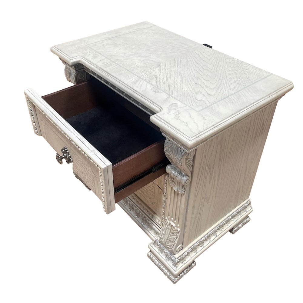 Furniture of America - Promenade Nightstand w/ Hidden Drawer USB A-C in Wire Brushed White - FM70001WH-N View 3