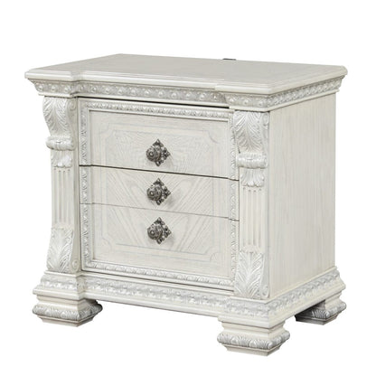 Furniture of America - Promenade Nightstand w/ Hidden Drawer USB A-C in Wire Brushed White - FM70001WH-N View 4