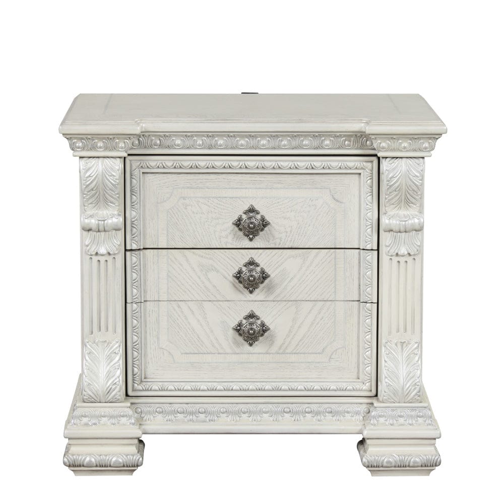 Furniture of America - Promenade Nightstand w/ Hidden Drawer USB A-C in Wire Brushed White - FM70001WH-N View 5