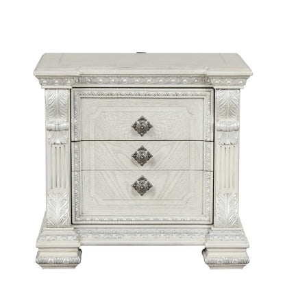 Furniture of America - Promenade Nightstand w/ Hidden Drawer USB A-C in Wire Brushed White - FM70001WH-N View 5