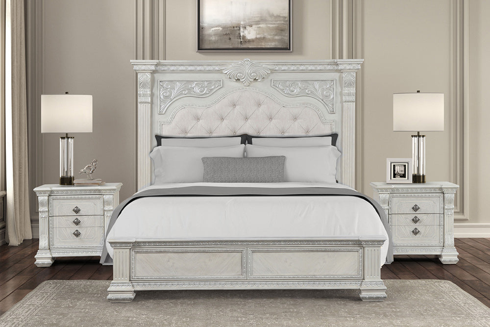 Furniture of America - Promenade Queen Bed in Wire Brushed White - FM70001WH-Q-BED View 2