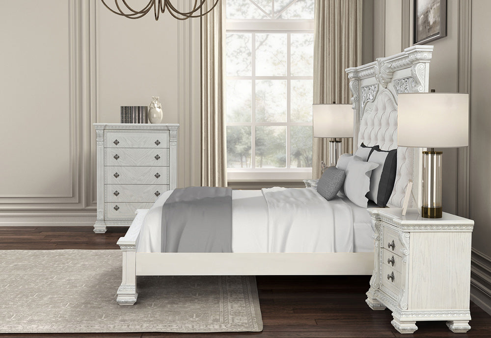 Furniture of America - Promenade Queen Bed in Wire Brushed White - FM70001WH-Q-BED View 3