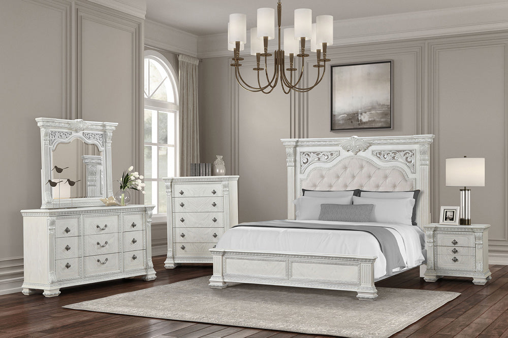Furniture of America - Promenade Queen Bed in Wire Brushed White - FM70001WH-Q-BED View 4