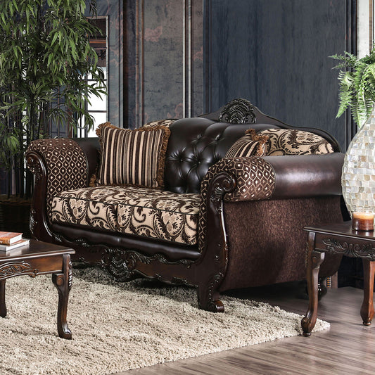 Furniture of America - Quirino Loveseat in Light Brown/Dark Brown - SM6416-LV View 1