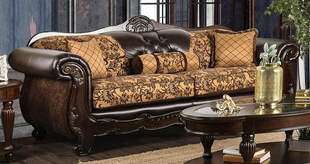 Furniture of America - Quirino Sofa in Tan/Dark Brown - SM6417-SF View 1