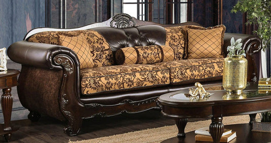 Furniture of America - Quirino Sofa in Tan/Dark Brown - SM6417-SF View 1