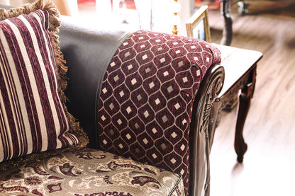 Furniture of America - Quirino Sofa + Loveseat in Burgundy/Dark Brown - SM6415-2PC View 3