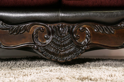 Furniture of America - Quirino Sofa + Loveseat in Burgundy/Dark Brown - SM6415-2PC View 5