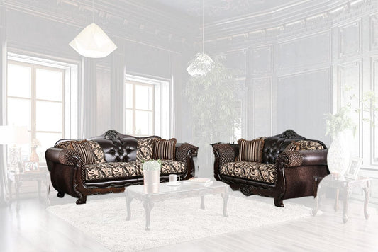 Furniture of America - Quirino Sofa + Loveseat in Light Brown/Dark Brown - SM6416-2PC View 1