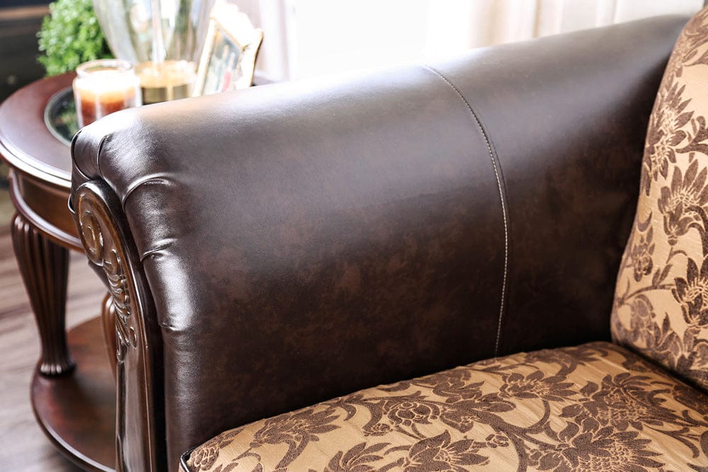 Furniture of America - Quirino Sofa + Loveseat in Tan/Dark Brown - SM6417-2PC View 3