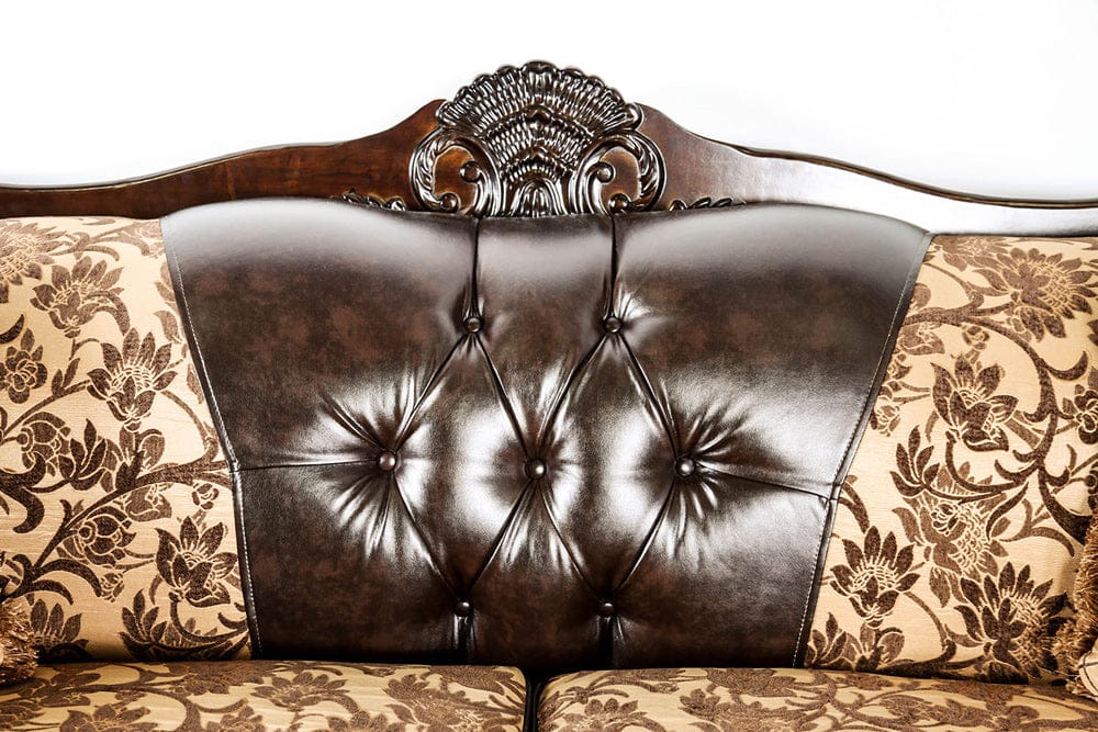 Furniture of America - Quirino Sofa + Loveseat in Tan/Dark Brown - SM6417-2PC View 4