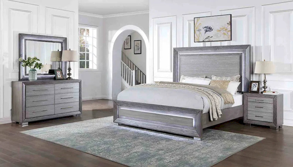 Furniture of America - Raiden - 4 Pc. Queen Bedroom Set w/ 2NS - CM7468GY-Q-5PC-2NS view 1