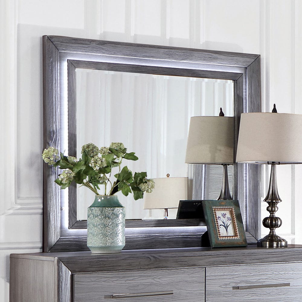 Furniture of America - Raiden Mirror w/ LED in Gray - CM7468GY-M View 1