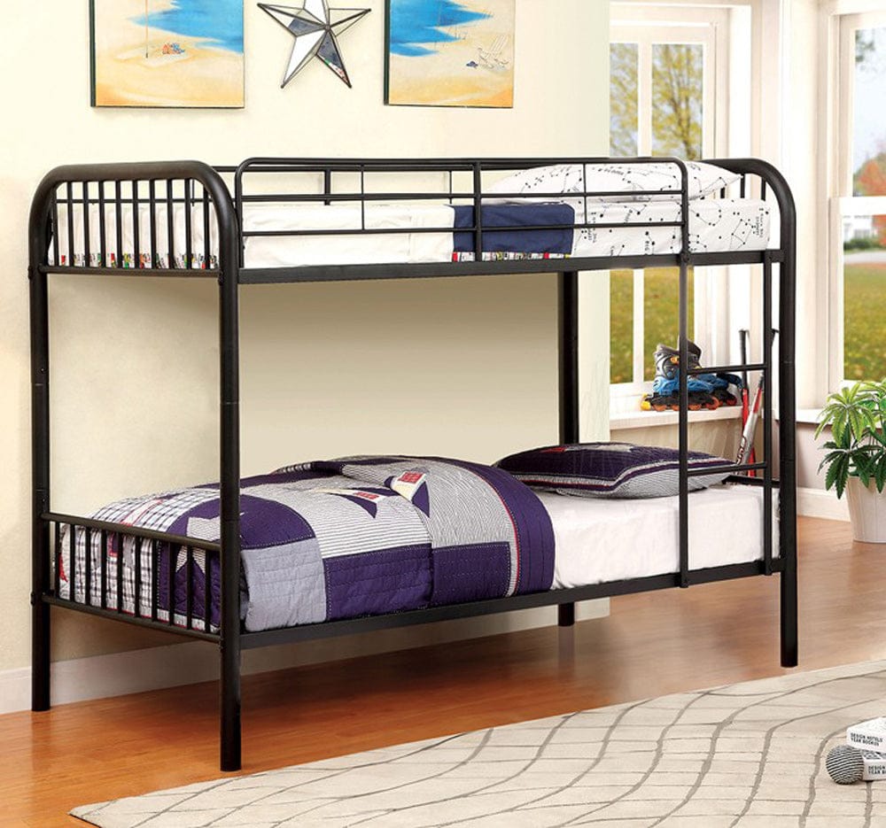 Furniture of America - Rainbow Metal Twin/Twin Bunk Bed in Black - CM-BK1035BK View 1
