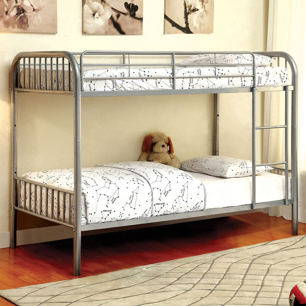 Furniture of America - Rainbow Metal Twin/Twin Bunk Bed in Silver - CM-BK1035SV View 1