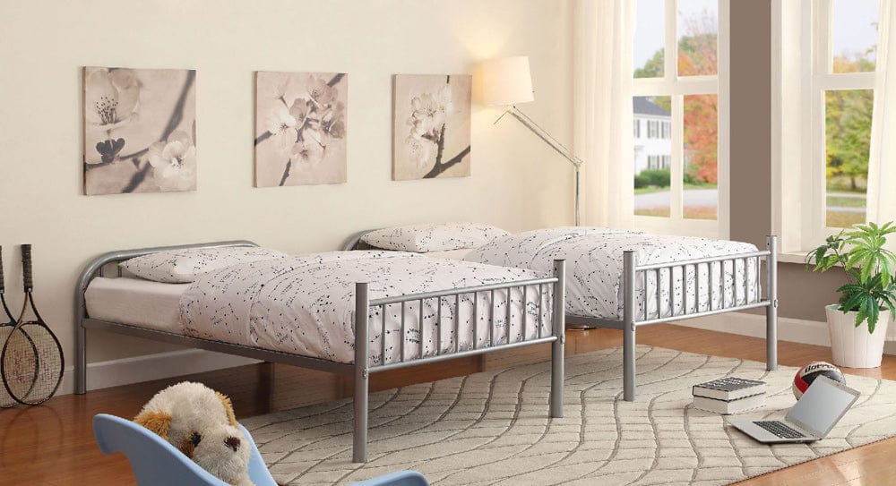 Furniture of America - Rainbow Metal Twin/Twin Bunk Bed in Silver - CM-BK1035SV View 2