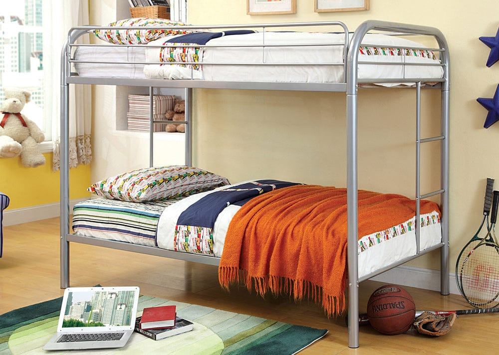 Furniture of America - Rainbow Twin/Twin Bunk Bed in Silver - CM-BK1032-SV View 1