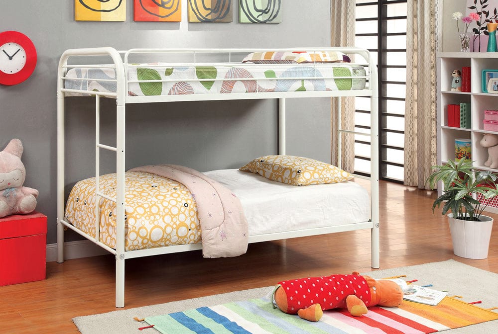 Furniture of America - Rainbow Twin/Twin Bunk Bed in White - CM-BK1032-WH View 1