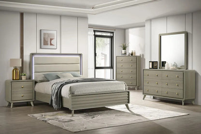 Furniture of America - Rainier - 4 Pc. Queen Bedroom Set w/ Chest (Uph HB) - FM72002GY-Q-U-5PC-CH view 1