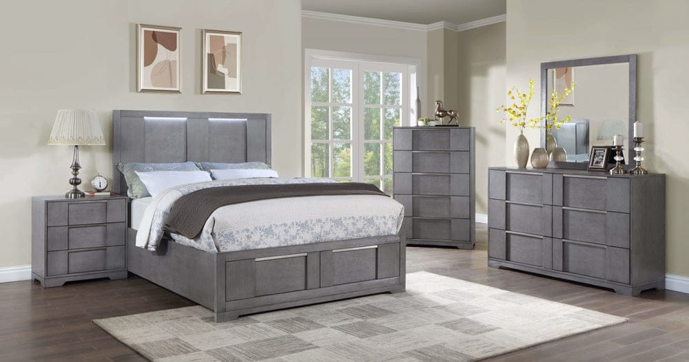 Furniture of America - Regulus 5 Pc. Queen Bedroom Set w/ Chest in Gray - CM7475GY-Q-5PC-CHEST View 1