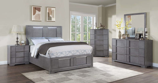 Furniture of America - Regulus 5 Pc. Queen Bedroom Set w/ Chest in Gray - CM7475GY-Q-5PC-CHEST View 1