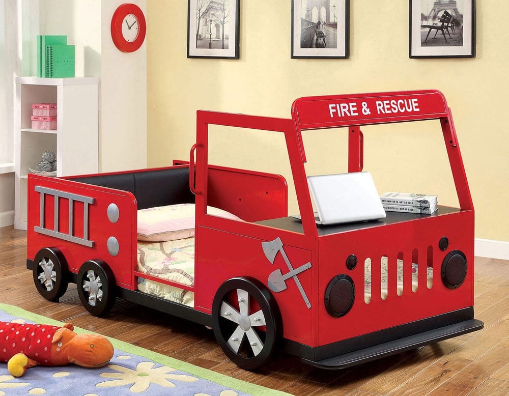 Furniture of America - Rescuer Twin Bed in Red/Black - CM7767-BED View 1