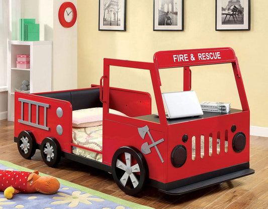Furniture of America - Rescuer Twin Bed in Red/Black - CM7767-BED View 1