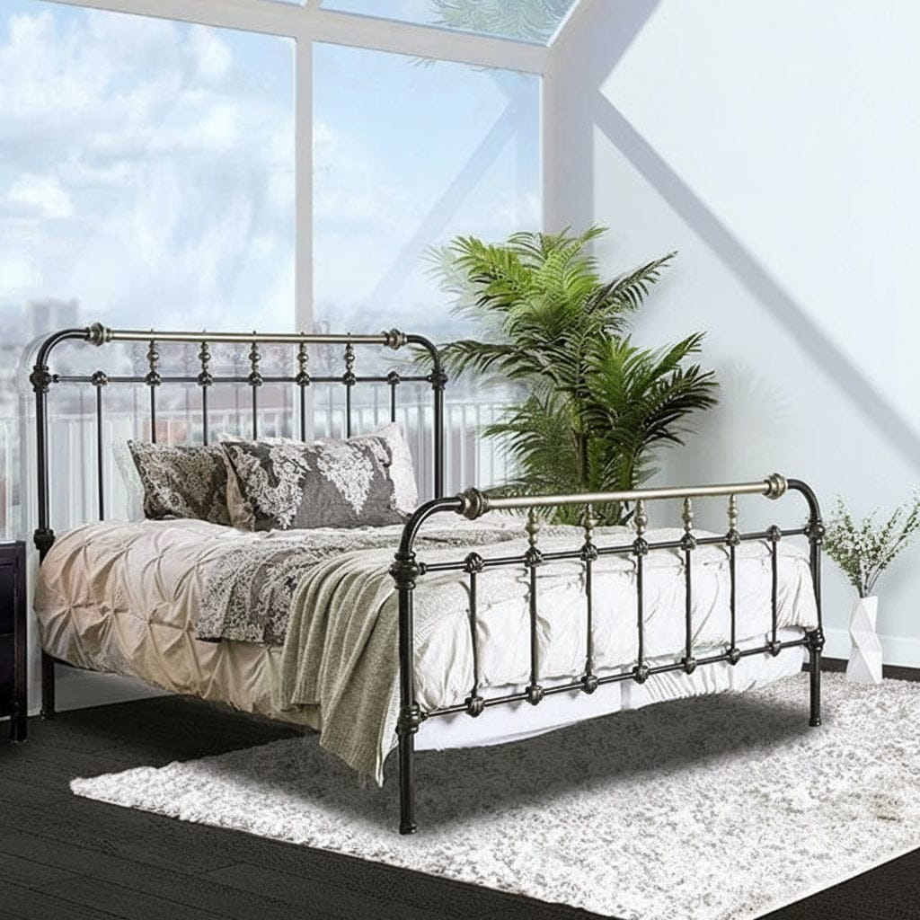 Furniture of America - Riana Metal E.King Bed in Antique Black - CM7733EK