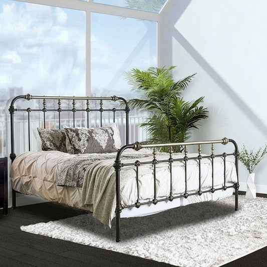 Furniture of America - Riana Metal E.King Bed in Antique Black - CM7733EK