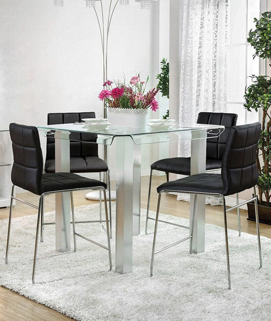 Furniture of America - Richfield 5 Pc. Round Counter Ht. Table Set in Black - CM3362PT-5PC-BK View 1