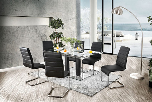 Furniture of America - Richfield 7 Pc. Dining Table Set in Black/Chrome - CM3362BK-T-7PC View 1
