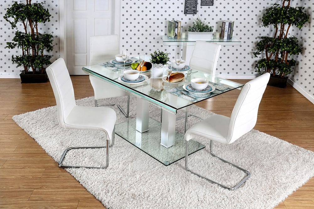 Furniture of America - Richfield 7 Pc. Dining Table Set in Silver/Chrome - CM3362T-7PC View 1