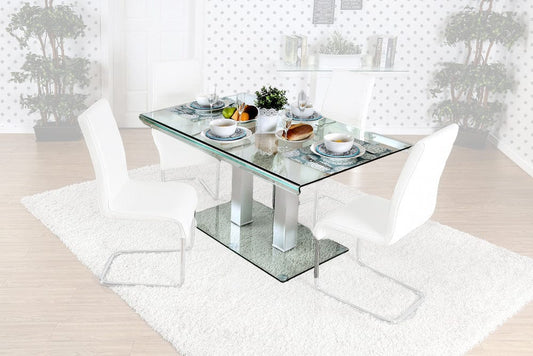 Furniture of America - Richfield Dining Table in Silver/Chrome - CM3362T-TABLE View 1